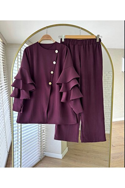 modasindoma Γυναικείο σετ δύο τεμαχίων με χρυσά κουμπιά