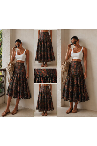 Markazzi Πλισέ μακριά φούστα από σιφόν με έθνικ σχέδια