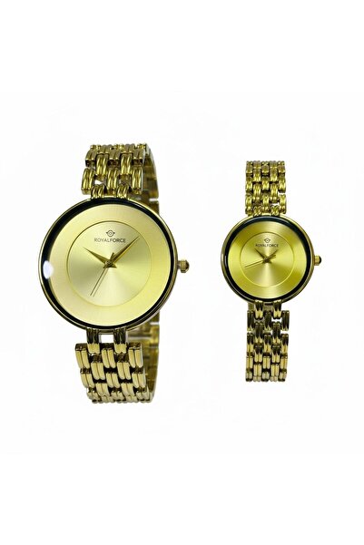SHADOW Royal Force ELARA Duo Couple Watch Set Gold Stainless Steel Analog Qua...