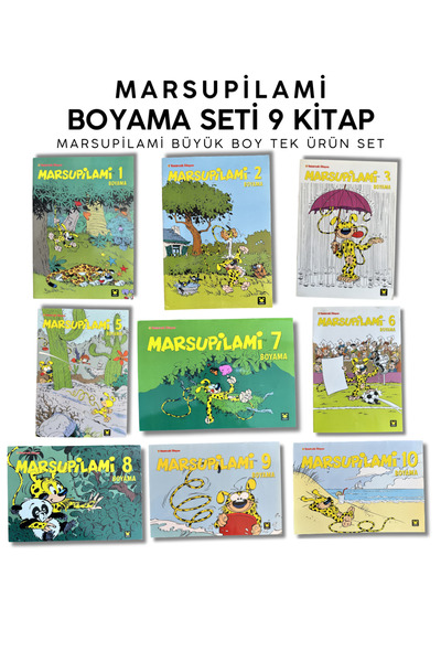 Burhan Yayınları Marsupilami Boyama Seti 9 Kitap Büyük Boy | Çocuk Boyama Kit...