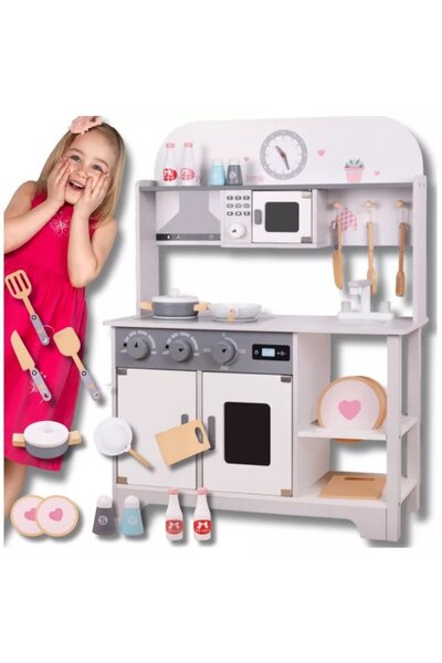NiceKids Bucatarie din lemn pentru copii cu accesorii