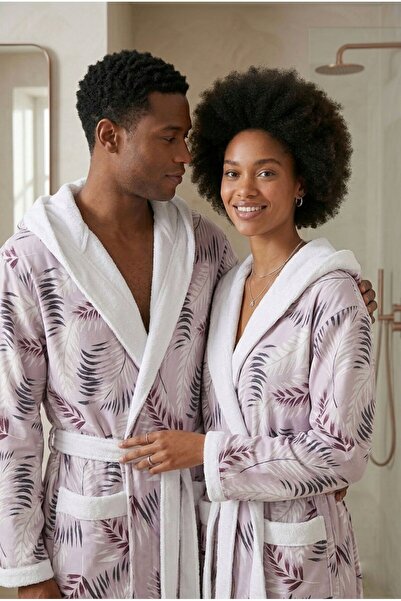 Loselya Μοντέρνο μπουρνούζι με κουκούλα από βαμβάκι με βοτανικό σχέδιο