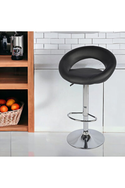 Al Saadah Home كرسي بار دوار مبطن باللون الأسود مقاس 90 × 40 × 40 سم