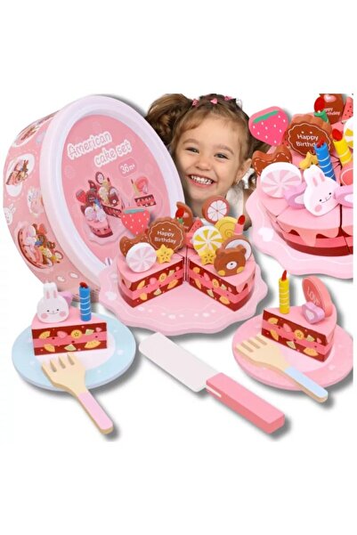 NiceKids Tort aniversar din lemn cu accesorii incluse American Cake