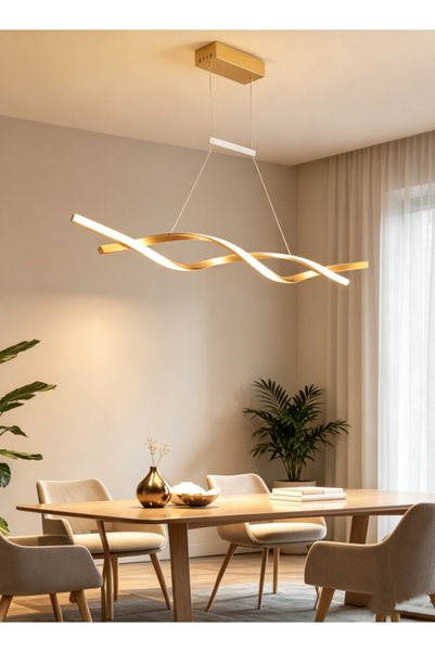 Generic مصباح معلق على شكل إكليل، مصباح معلق بتصميم موجي متقاطع، مصباح LED طويل على الطراز الاسكندنافي لطاولة البار