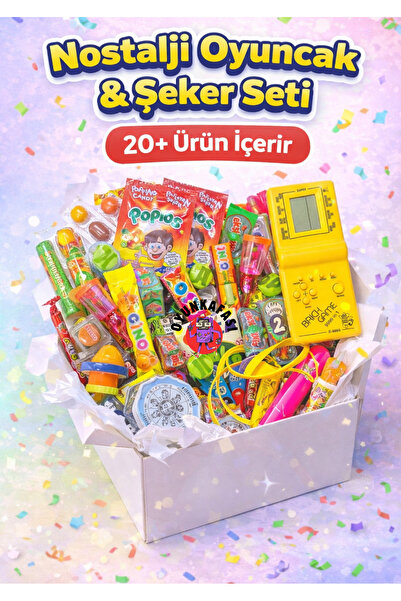 OYUNKAFASI Nostalji Oyuncak ve Nostalji Tatlar 20+ Parça Eğlence Paketi Tetri...