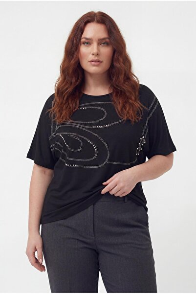 Ebsumu Γυναικεία Μπλούζα Φαρδιά Γραμμή με Πέτρες σε Μεγάλο Μέγεθος