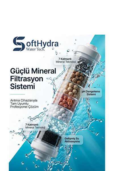 Softhydra Soft Hydra 7 inç Mineral Filtre - 7 Aşamalı Alkali Su Arıtma Filtre...