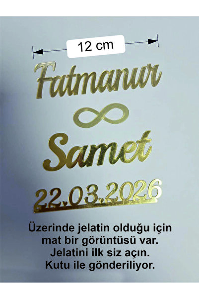 yusufdesigner Kişiye Özel Pleksi Yazı Nişan Tepsisi Pasta Üstü İki İsim ve Ta...