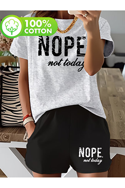 Nivorix طقم NOPE مطبوع بأكمام قصيرة وشورت ناعم