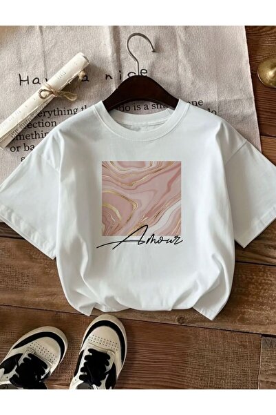 LELVANİ Women's Rose Gold Picture Printed Tshirt