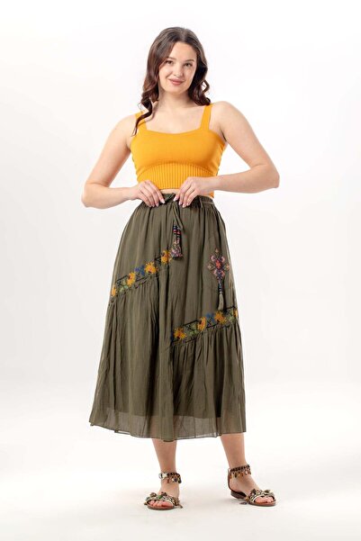 Eliş Şile Bezi Nihal Bağlamalı Vual με ελαστική μέση, αυθεντική μονή τσέπη, κ...