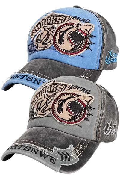 Mood Agenda Unisex Vintage Sharks Embroidered Adjustable Baseball Cap Hat Set...