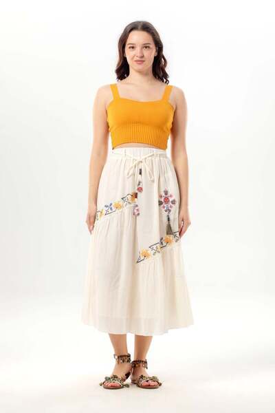 Eliş Şile Bezi Nihal Bağlamalı Vual με ελαστική μέση, αυθεντική μονή τσέπη, κ...