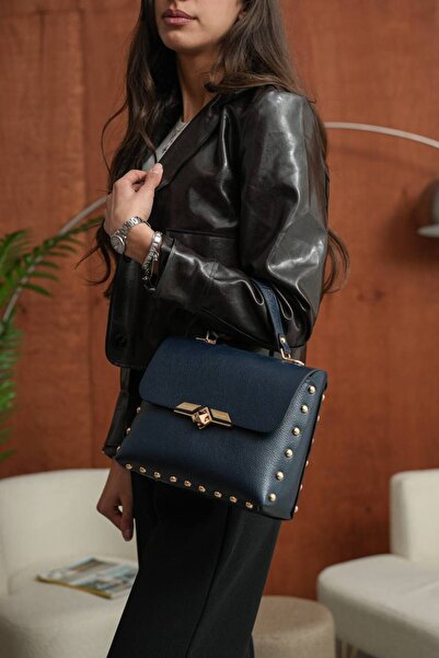 DERKON Geantă de damă model retro, din piele naturală, cu prindere manuală