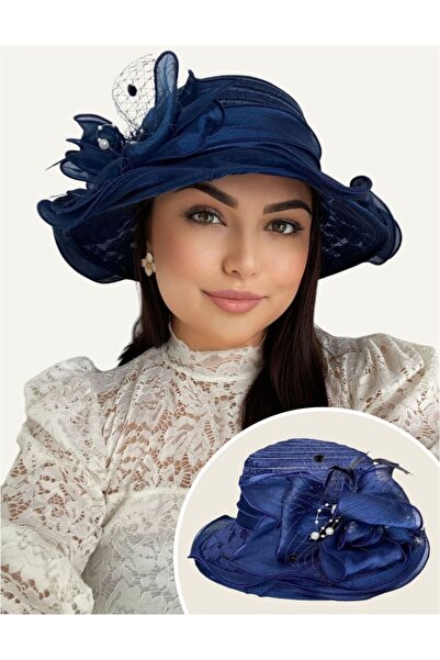 Confortino Palarie dama lux din organza cu margini dantelate - marime unica, ...