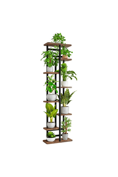 DacEnergy Suport de flori, negru/lemn rustic, LEDOR TIP 4