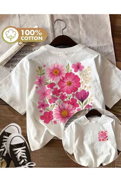 LELVANİ TRICOU UNISEX CU GULER ROTUND ȘI IMPRIMEU FLORAL