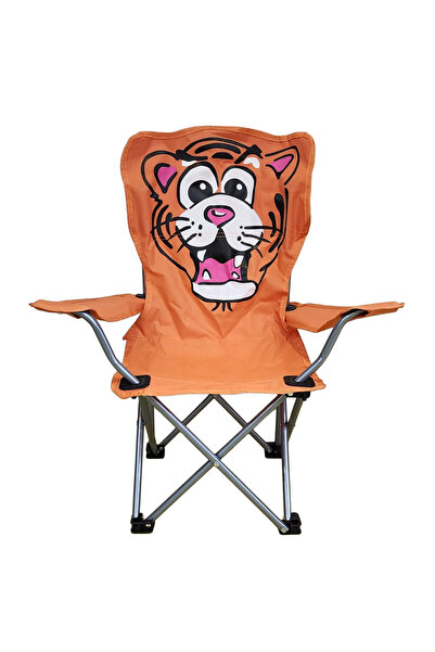 And Outdoor Katlanır Çocuk Sandalyesi Turuncu - Kaplan Desen