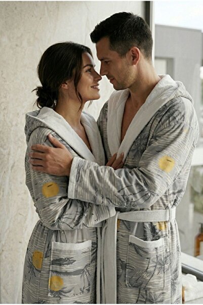 Loselya Ρετρό Βαμβακερό Μπουρνούζι με Κουκούλα και Σχέδια