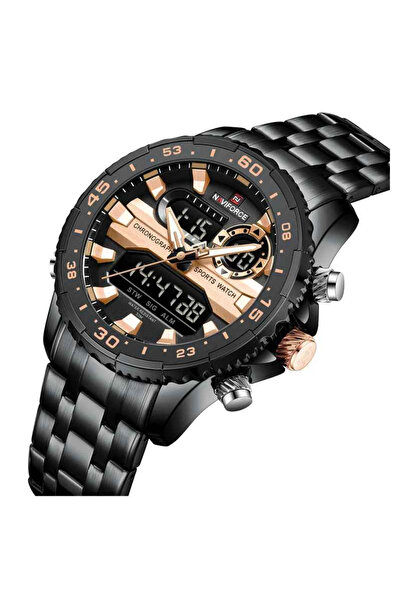 Naviforce NF9234 Ανδρικό Ρολόι – Μαύρο-Χρυσό, Ψηφιακό-Αναλογικό Κουάρτζ, 3ATM...