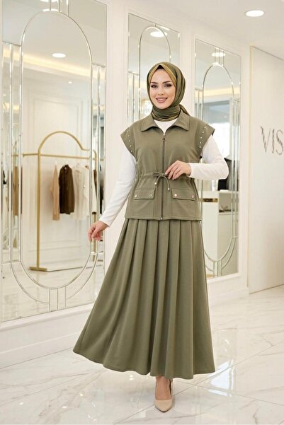 wishne Women's Belted Vest, Skirt and Tunic Three-Piece Set