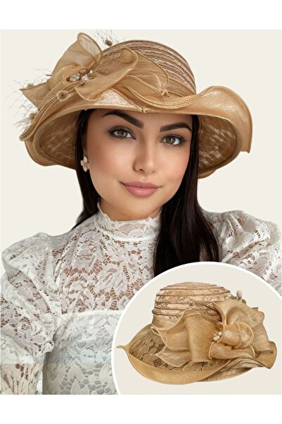 Confortino Palarie dama lux din organza cu margini dantelate - marime unica, ...