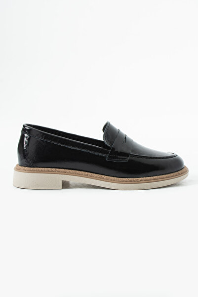 Sira Official Tedy Black Genuine Leather Patent Leather Loafer