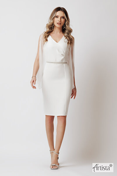 Artista Κομψό μίντι φόρεμα με μανίκια από οργαντίνα