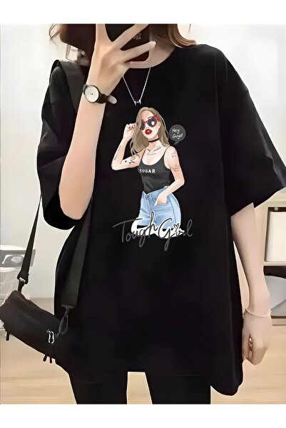 bolivia's Black 100% Cotton Wadding Look Basic Crew Neck Knitted T-Shirt