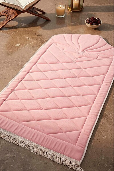 Rivaİstanbul Pembe Kapitone Dolgulu Lüks Seccade 65x115 cm
