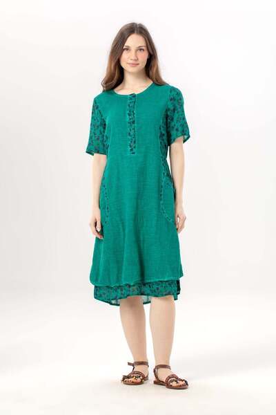 Eliş Şile Bezi Κοντομάνικο φόρεμα Hacer με διπλές τσέπες, καλοκαιρινό αυθεντι...