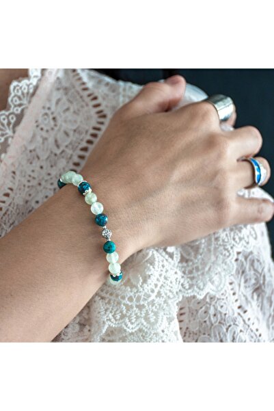 Ezera Γυναικείο βραχιόλι Adria με κρύσταλλα Αβεντουρίνης και Αμερικανικού Τυρ...