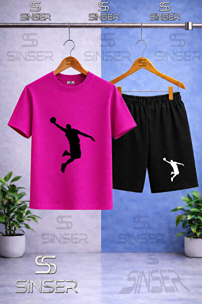 SS SİNSER Kids' Jordon Adam Black Printed Crew Neck T-Shirt - Shorts Set