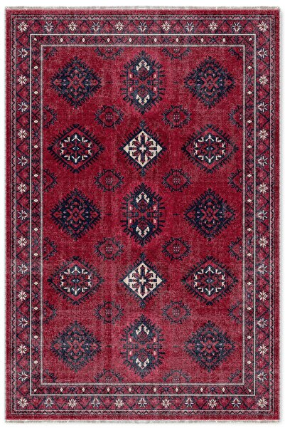 Pastel Home Burgundy Cherry Antique Chenille Carpet Rug Runner Non-Slip Washa...