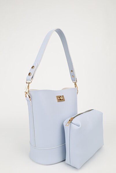 NOTHING Γυναικείο πορτοφόλι Ice Blue με λεπτομέρειες, μοντέλο κουβά, τσάντα χ...