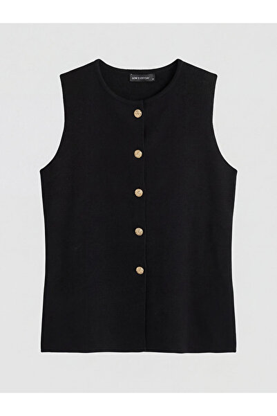 LC Waikiki Black Crew Neck Women's Knitwear Vest by Güli̇s Gi̇yi̇m