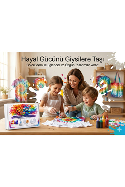 BleMare ColorBOOM Kendin Yap 6 Renk Batik Boyama Kiti Kumaş Boyama Hediye Hob...