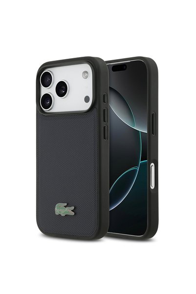 Lacoste iPhone 17 Pro Kılıf Lisanslı M-safe Özellikli PU Pike Desenli Metal L...