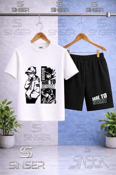SS SİNSER Kids' Dare to Start Black Printed Crew Neck T-Shirt - Shorts Set