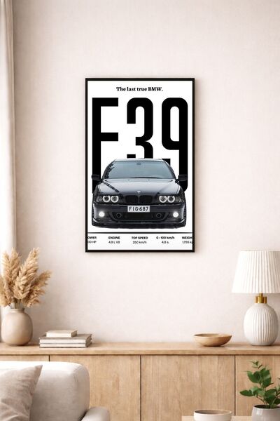 BuzzDesigns E39 Kasa Spor Otomobil Tasarım Poster Tablo (Çerçeve Seçenekli)