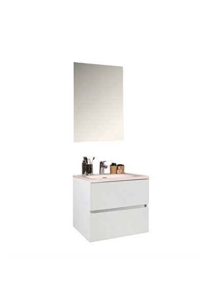 kobos Simple 60 cm Çekmeceli Banyo Dolabı Seti Bianco
