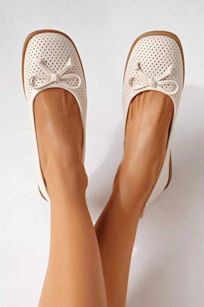 Zaira Γυναικείες μπεζ μπαλαρίνες από οικολογικό δέρμα Brielle # 24886