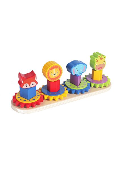 NiceKids Joc de sortare si stivuire Zoo Geometric Multicolor