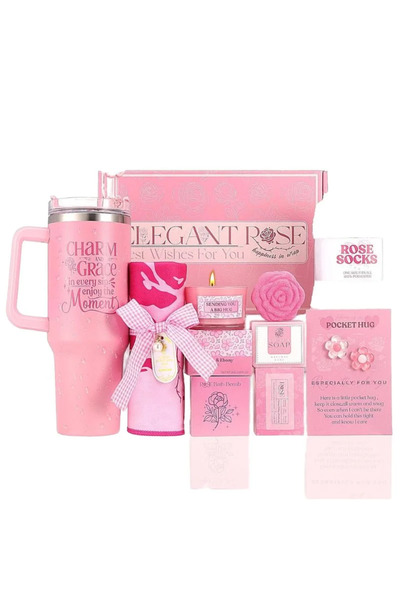 OEM Set cadou elegant cu trandafiri pentru Femei: cana termica, sosete pufoas...