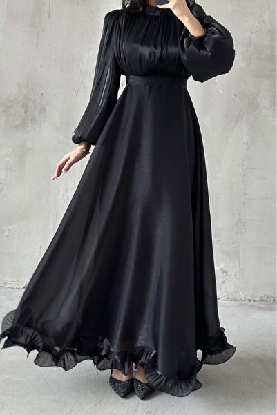 mf venessa Jakar Fabric Six-Fold Flounce Hijab Evening Dress