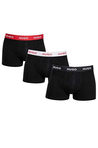 NoNameStore7 HUGO - Ανδρικά Μποξεράκια, Σετ 3 τεμαχίων, 95% Βαμβάκι, Μαύρο
