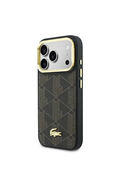Lacoste PVC Blend Stand Case for iPhone 17 Pro Max Brown