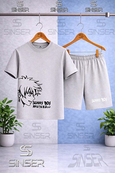 SS SİNSER Παιδικό μπλουζάκι SUNNY BOY BLACK με στάμπα και σορτς - Σετ