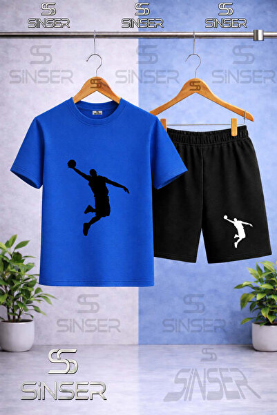 SS SİNSER Kids' Jordon Adam Black Printed Crew Neck T-Shirt - Shorts Set